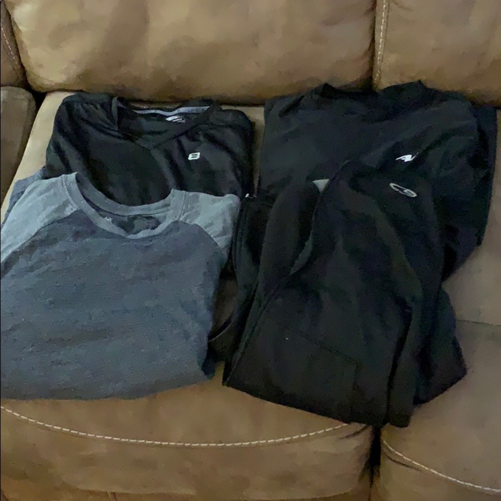 3 boys T-Shirts, 1 boys hooded jacket, all size M